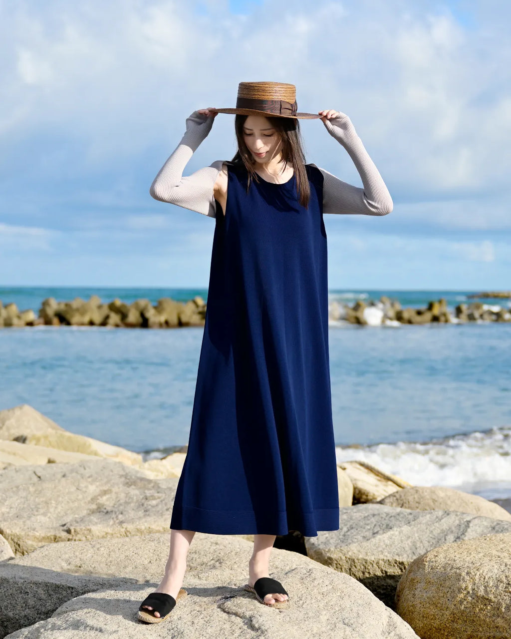 SHISHIKUI MANIBO/NAVY/ノースリーブ main_kr-01-26007-00_navy_01.
