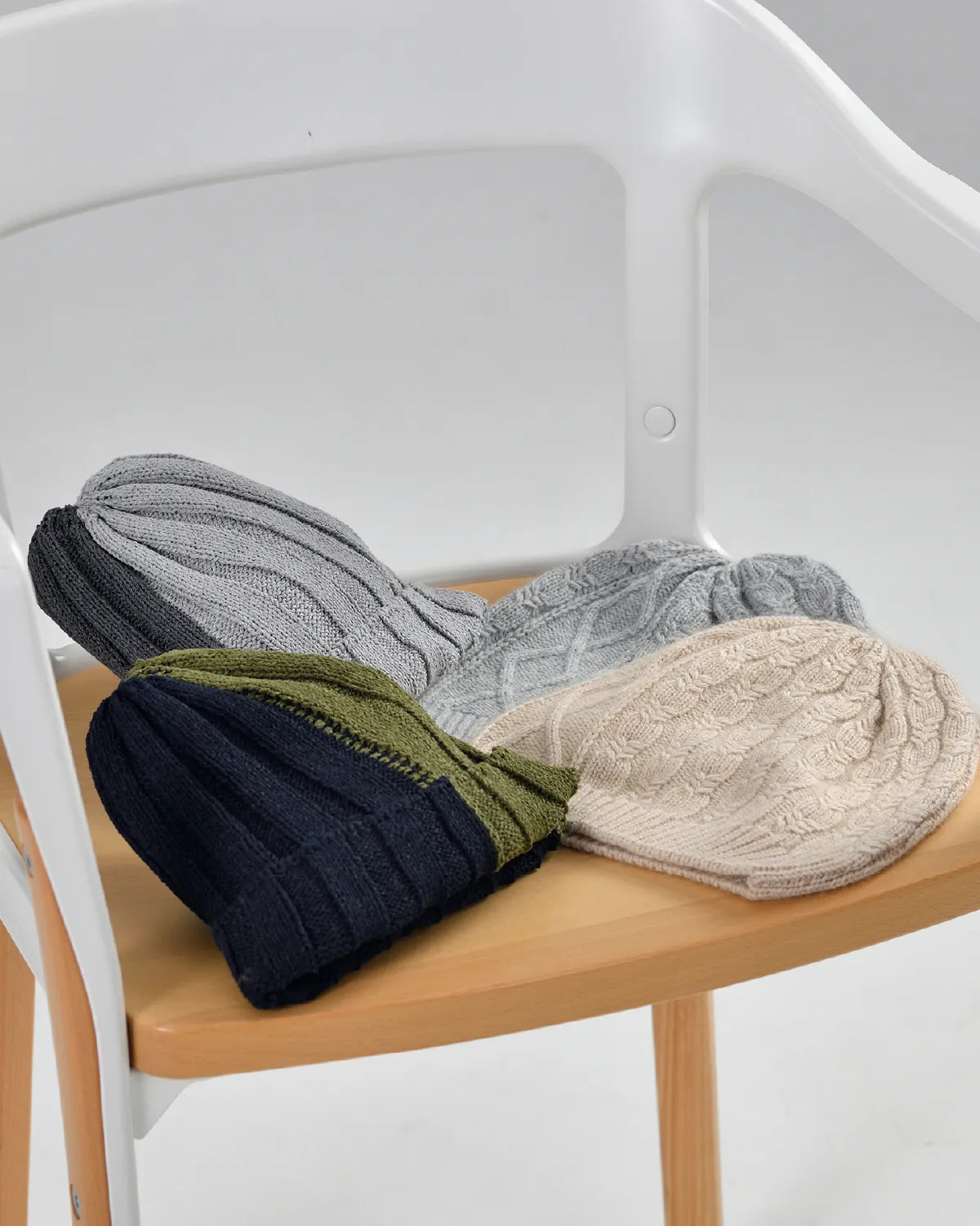 【Autumn Sale】リブ編みニット帽 和紙 ツートンカラー