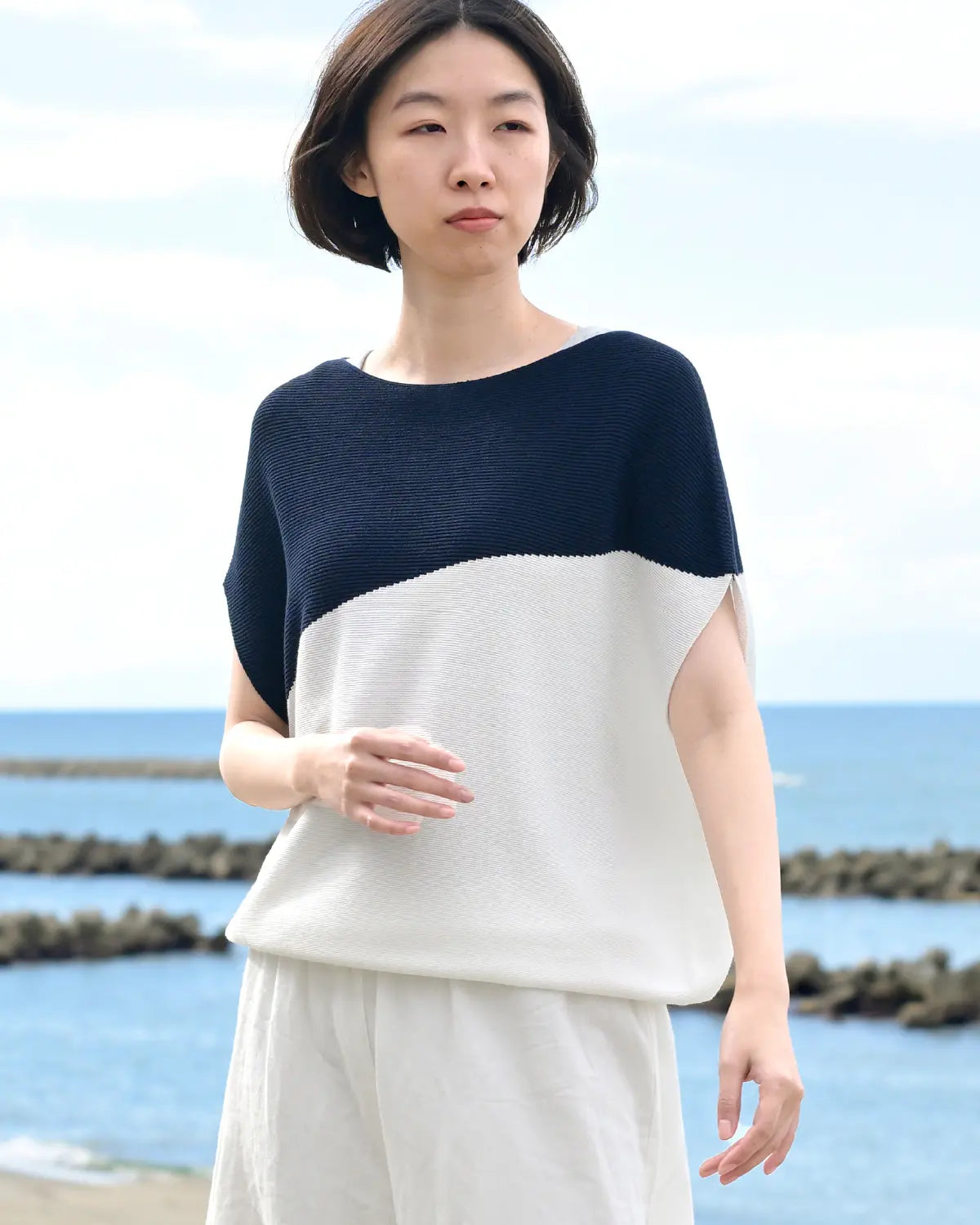 モデル身長:165cm#カラー_06 ネイビー×ホワイト