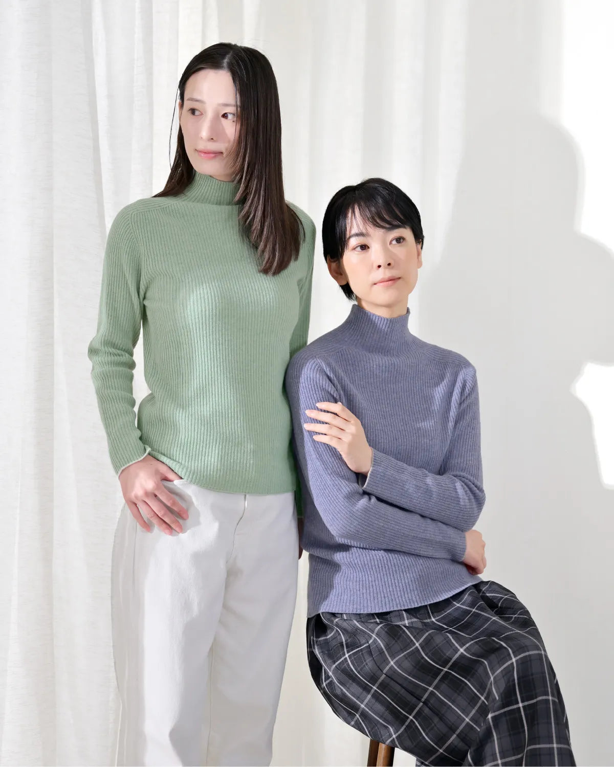 リブ編みプルオーバー ウールカシミヤ
