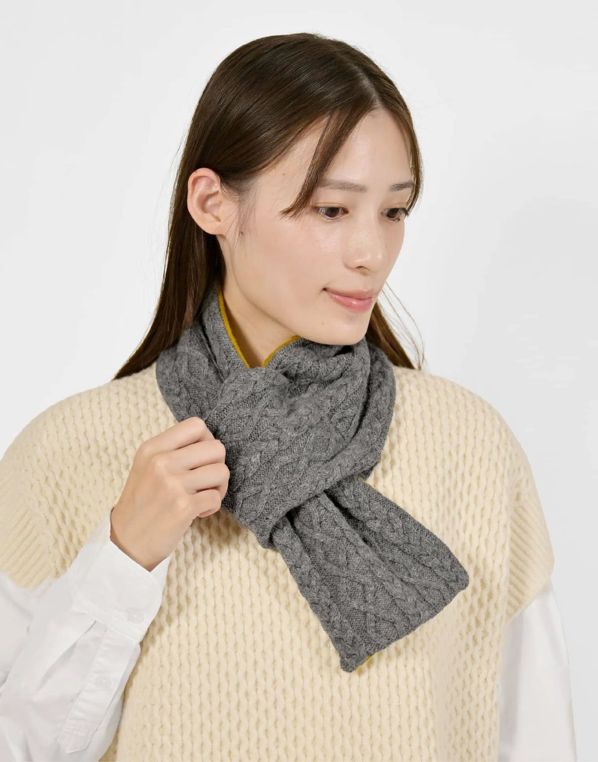 モデル身長：163cm#カラー_03 グレー×サフラン