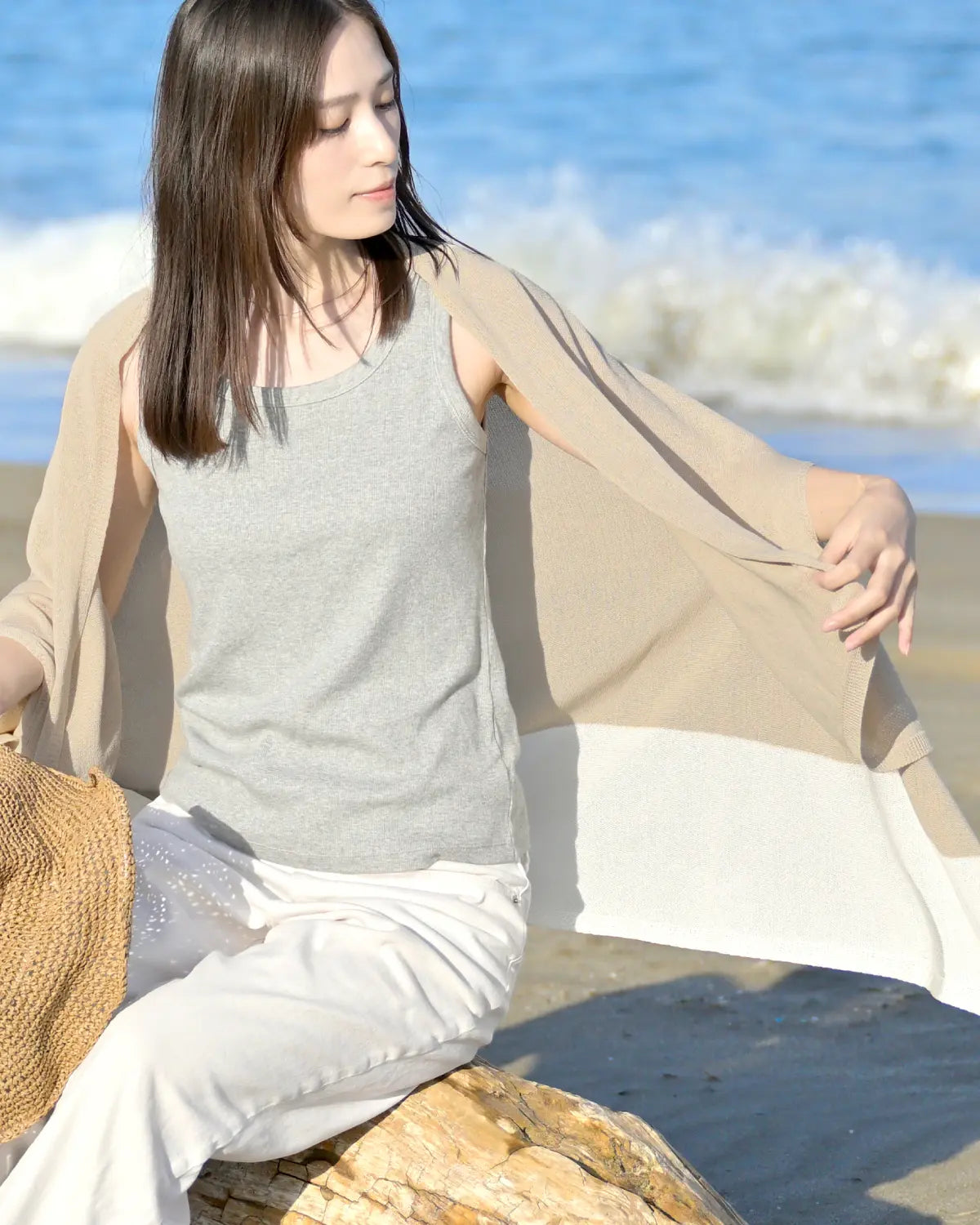 モデル身長：163cm#カラー_08 ベージュ×ホワイト