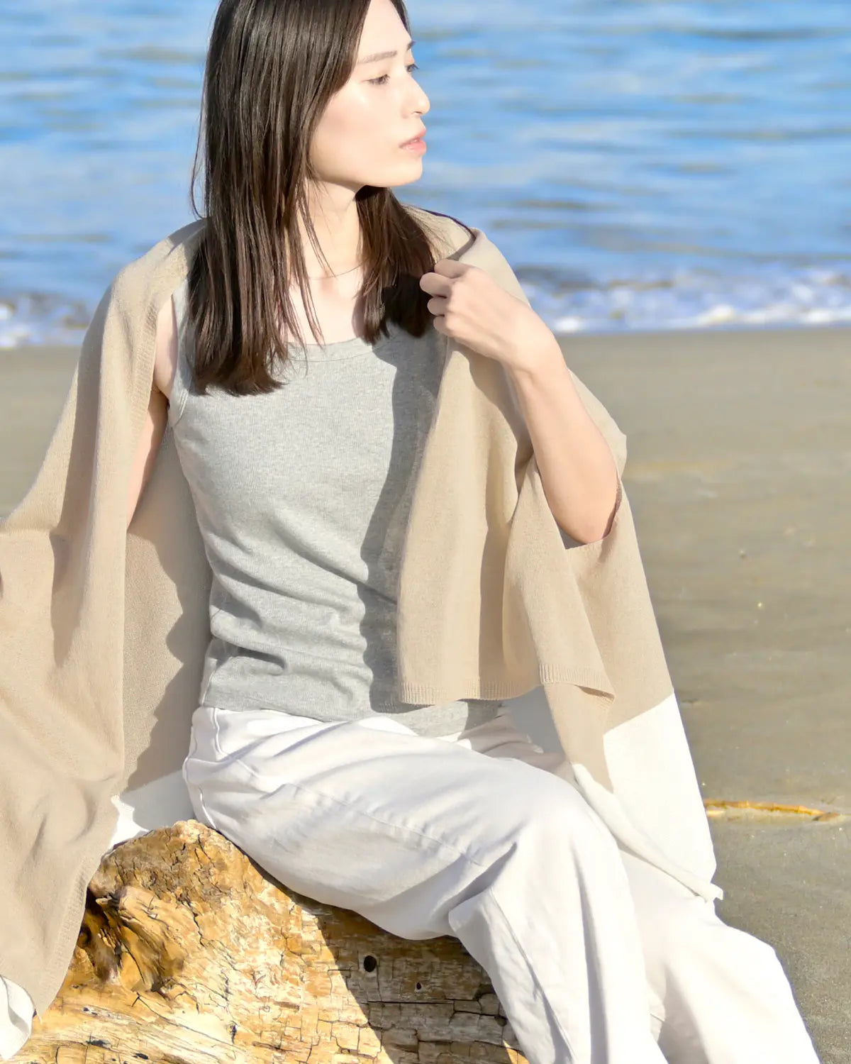 モデル身長：163cm#カラー_08 ベージュ×ホワイト