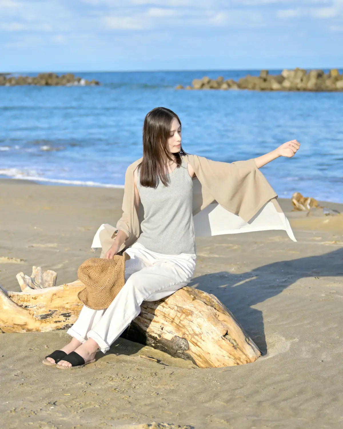 モデル身長：163cm#カラー_08 ベージュ×ホワイト