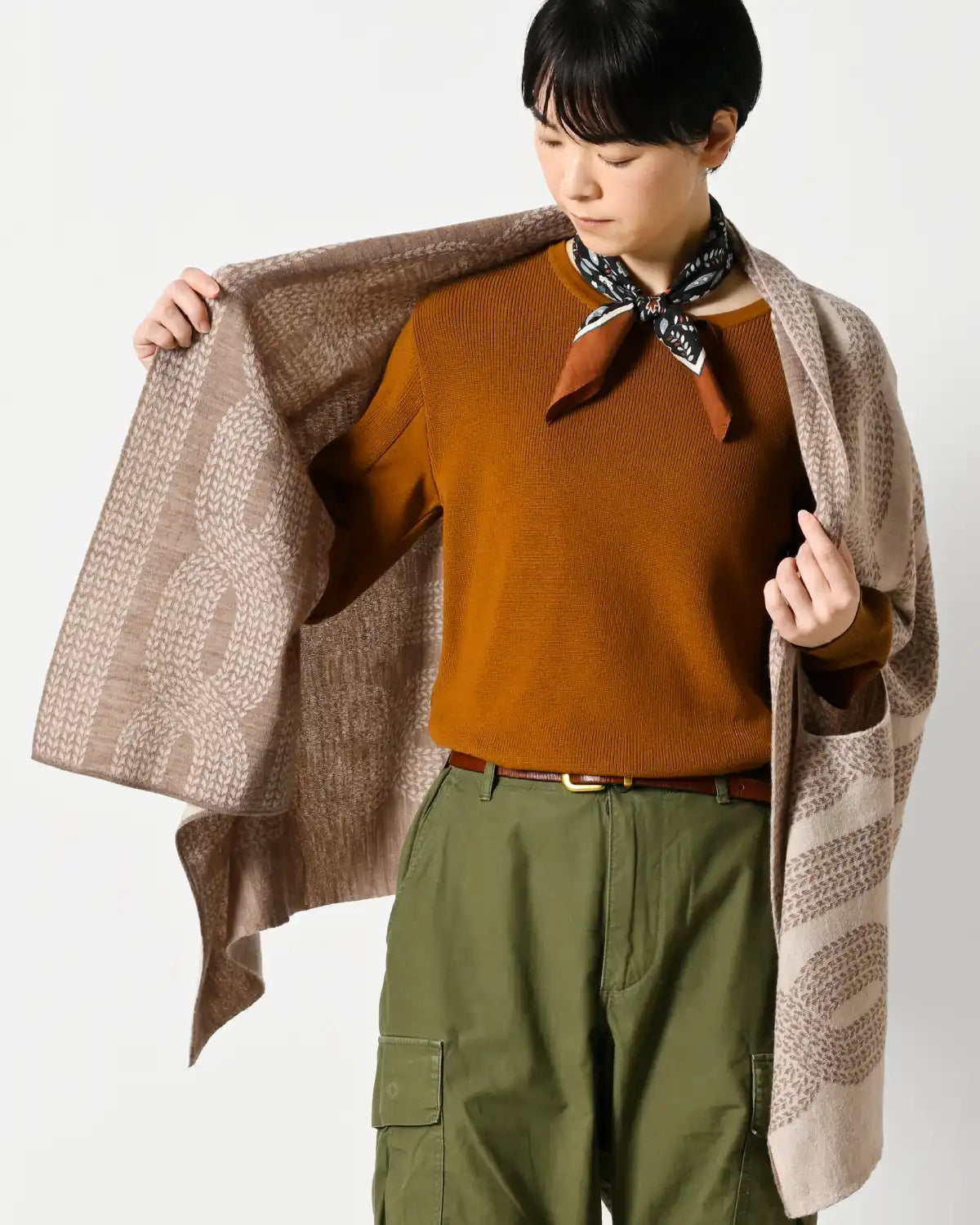 モデル身長：169cm#カラー_08 モカ×ベージュ