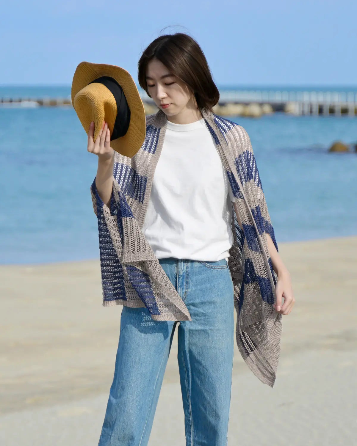 モデル身長：165cm#カラー_02 ベージュ×ネイビー