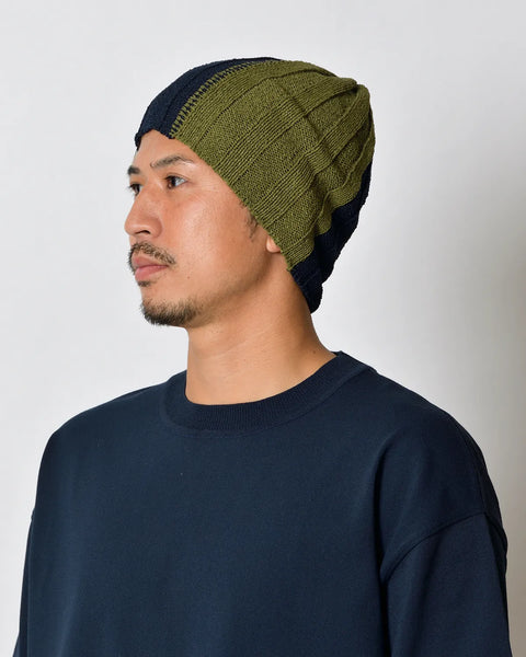 リブ編みニット帽 和紙 ツートンカラー | SAIFUKU -snow country knit リブ編みニット帽 和紙 ツートンカラー | SAIFUKU -snow country knit