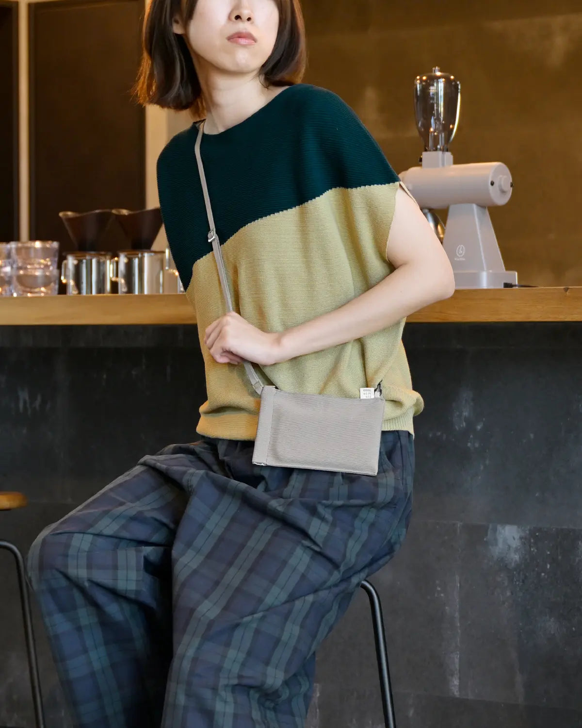 モデル身長：165cm#カラー_07 ブルーグリーン×ベージュ