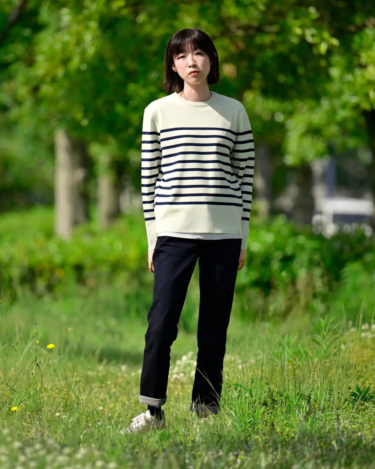 モデル身長：165cm#カラー_01 ホワイト×ネイビー