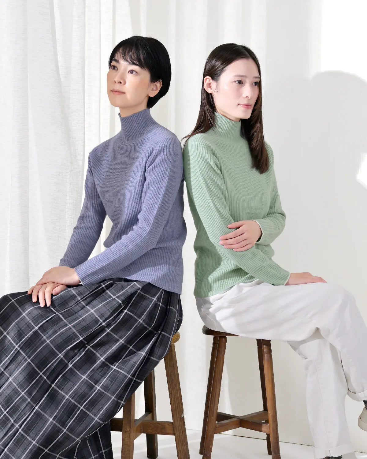 リブ編みプルオーバー ウールカシミヤ
