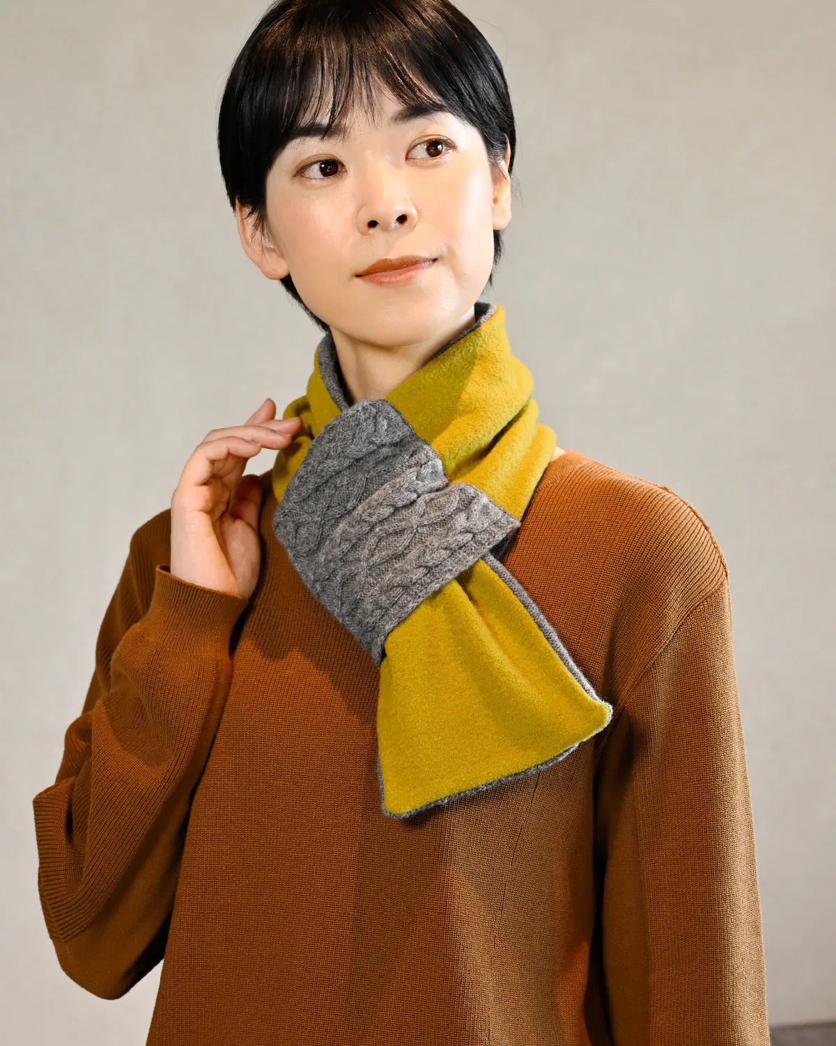 モデル身長：169cm#カラー_03 グレー×サフラン