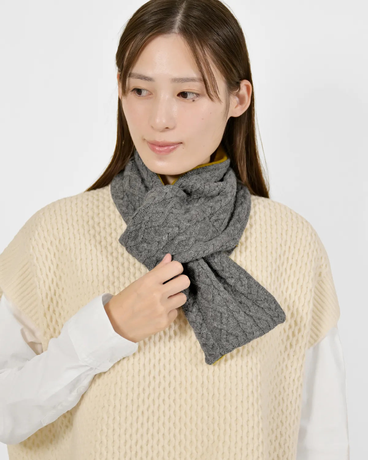 モデル身長：163cm#カラー_03 グレー×サフラン