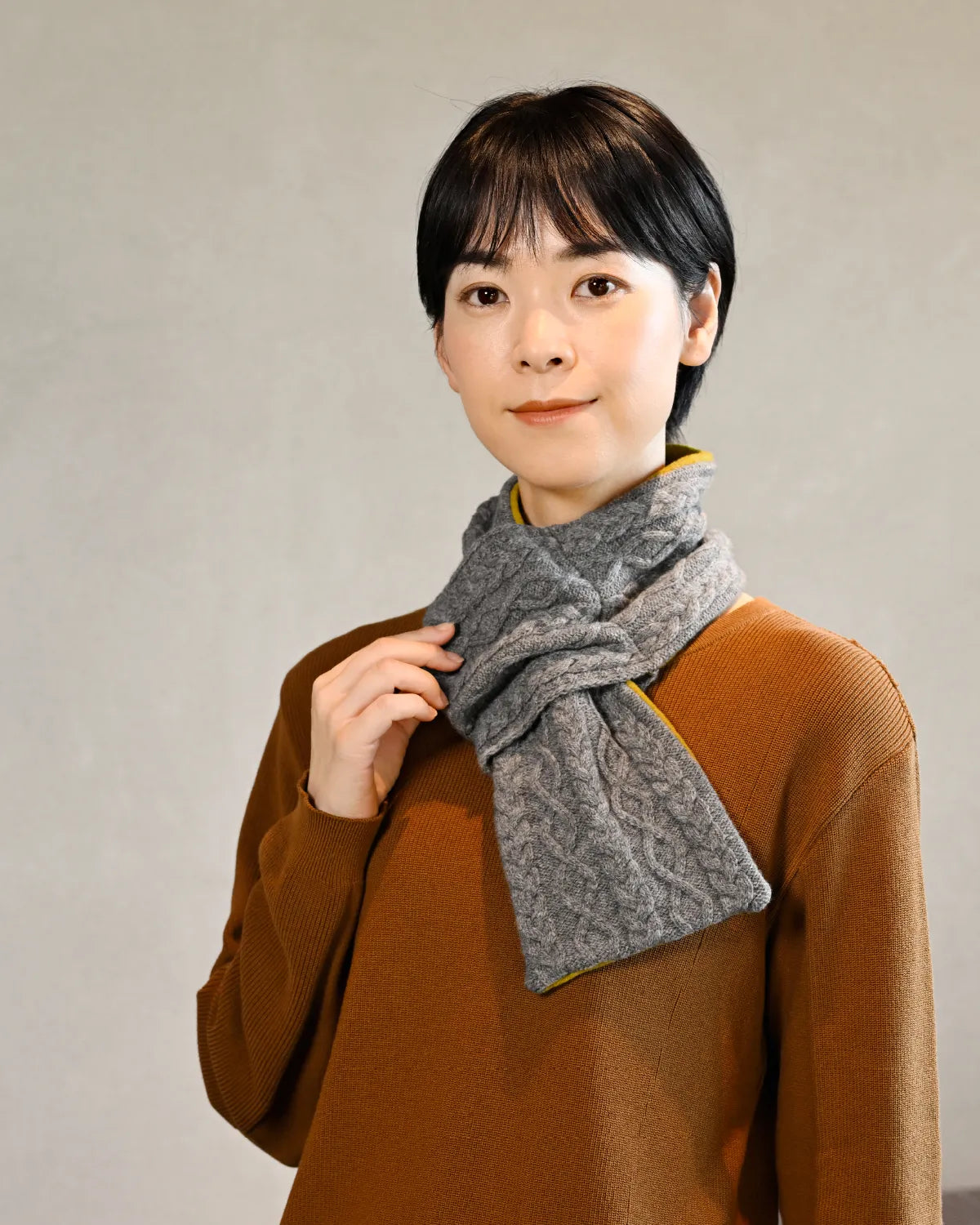 モデル身長：169cm#カラー_03 グレー×サフラン