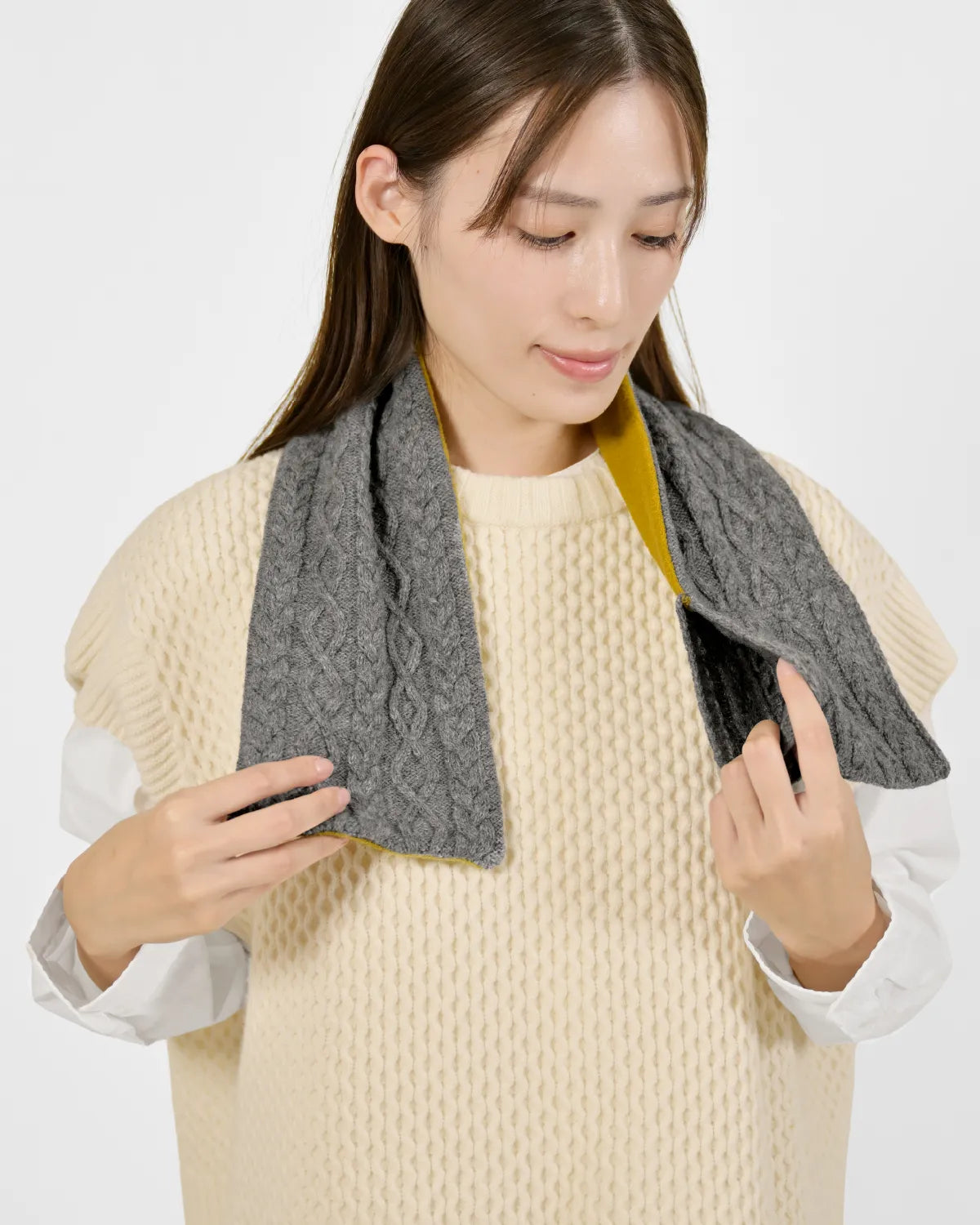 モデル身長：163cm#カラー_03 グレー×サフラン